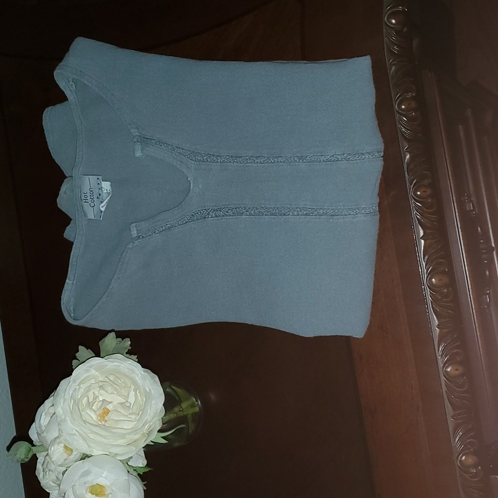 Hot Cotton Dusty Blue Top - Picture 2 of 6